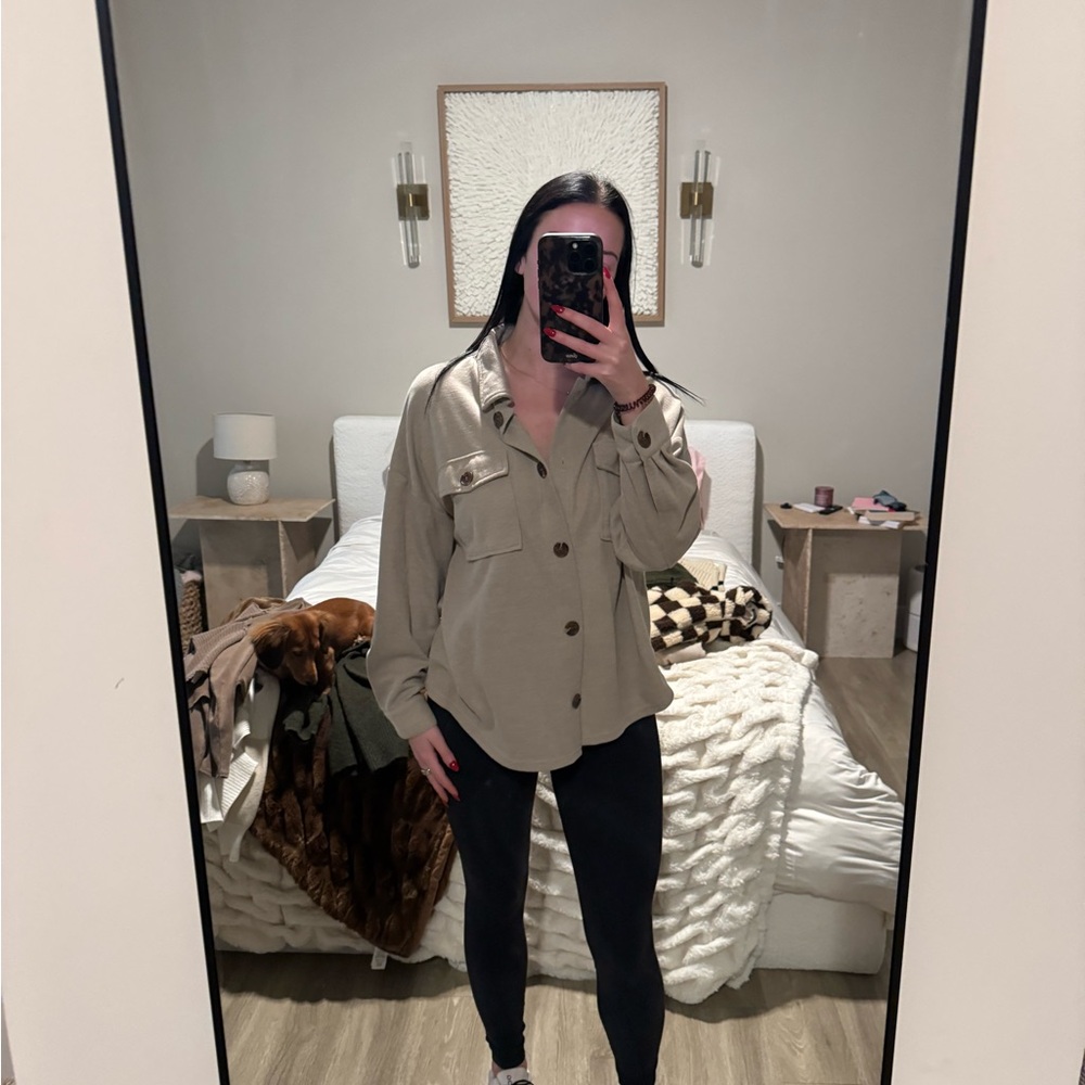 Beige button up